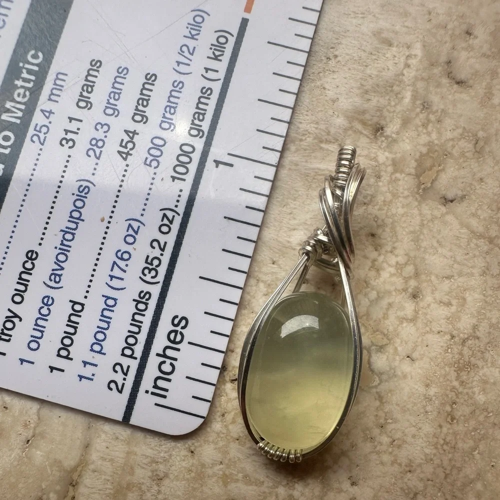 Sterling Silver Prehnite Necklace Pendant